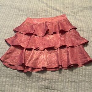 Girls Pink Sparkly Ruffle Skirt